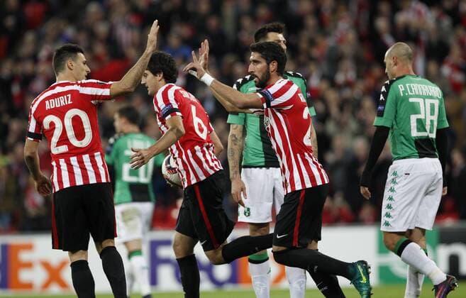 UEFA Europa League, Athletic de Bilbao vs Sassuolo Calcio: Raul Garcia, Aritz Aduriz tras su gol  xDAVIDxS.xBUSTAMANTEx xx