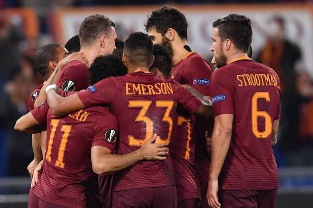 Fußball, EL, AS Rom - Viktoria Pilsen Europa Football League 2016 2017 AS Roma - Viktoria Plzen esultanza gol Edin Dzeko 