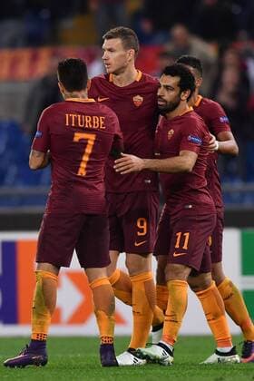 Europa Football League 2016 2017 AS Roma - Viktoria Plzen esultanza gol Edin Dzeko 