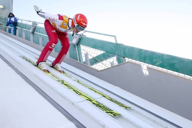 NORDIC COMBINED - Nordic Opening, Kuusamo KUUSAMO,FINLAND,25.NOV.16 - NORDIC SKIING, NORDIC COMBINED, Ski jumping Skispringen Ski nordisch - Nordic Opening, large hill, men, training. Image shows Eric Frenzel (GER). GEPAxpictures xMaticxKlansek