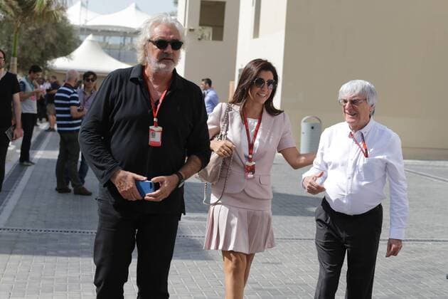 Abu Dhabi Grand Prix, UAE 24 - 27 November 2016 26.11.2016 - Flavio Briatore (ITA), Fabiana Flosi (BRA), Wife of Bernie Ecclestone and Bernie Ecclestone (GBR), President and CEO of FOM 