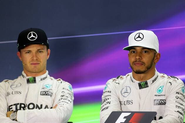 Abu Dhabi Grand Prix, UAE 24 - 27 November 2016 26.11.2016 - Qualifying, press conference PK Pressekonferenz Nico Rosberg (GER) Mercedes AMG F1 W07 Hybrid and Lewis Hamilton (GBR) Mercedes AMG F1 W07 Hybrid 