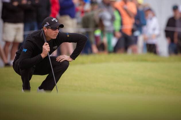 MELBOURNE, VIC - NOVEMBER 27: Nicolas Colsaerts of Belgium takes his shot on the final day of the ISPS HANDA World Cup of Golf on November 27, 2016, at Kingston Heath Golf Club in Melbourne, Australia. (Photo by Jason Heidrich Icon Sportswire) GOLF: NOV 27 World Cup of Golf - Final Round Icon161127129 EDITORIAL USE ONLY