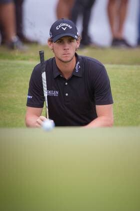 MELBOURNE, VIC - NOVEMBER 27: Thomas Pieters od Belgium lines up his shot on the final day of the ISPS HANDA World Cup of Golf on November 27, 2016, at Kingston Heath Golf Club in Melbourne, Australia. (Photo by Jason Heidrich Icon Sportswire) GOLF: NOV 27 World Cup of Golf - Final Round Icon161127124 EDITORIAL USE ONLY