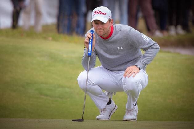 MELBOURNE, VIC - NOVEMBER 27: Bernd Wiesberger of Austria lines up his putt on the final day of the ISPS HANDA World Cup of Golf on November 27, 2016, at Kingston Heath Golf Club in Melbourne, Australia. (Photo by Jason Heidrich Icon Sportswire) GOLF: NOV 27 World Cup of Golf - Final Round Icon161127118 EDITORIAL USE ONLY