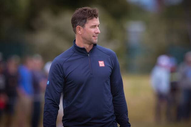 MELBOURNE, VIC - NOVEMBER 27: Adam Scott of Australia watches on during the final day of the ISPS HANDA World Cup of Golf on November 27, 2016, at Kingston Heath Golf Club in Melbourne, Australia. (Photo by Jason Heidrich Icon Sportswire) GOLF: NOV 27 World Cup of Golf - Final Round Icon161127119 EDITORIAL USE ONLY