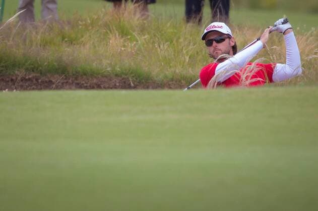 MELBOURNE, VIC - NOVEMBER 27: Martin Wiegele of Austria takes his shot from the bunker on the final day of the ISPS HANDA World Cup of Golf on November 27, 2016, at Kingston Heath Golf Club in Melbourne, Australia. (Photo by Jason Heidrich Icon Sportswire) GOLF: NOV 27 World Cup of Golf - Final Round Icon161127111 EDITORIAL USE ONLY