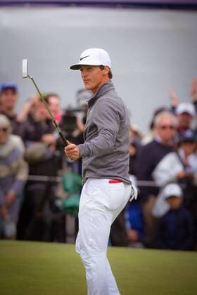 MELBOURNE, VIC - NOVEMBER 27: Thorbjorn Olesen of Denmark sinks his putt and wins the ISPS HANDA World Cup of Golf on the final day of the ISPS HANDA World Cup of Golf on November 27, 2016, at Kingston Heath Golf Club in Melbourne, Australia. (Photo by Jason Heidrich Icon Sportswire) GOLF: NOV 27 World Cup of Golf - Final Round Icon161127098 EDITORIAL USE ONLY