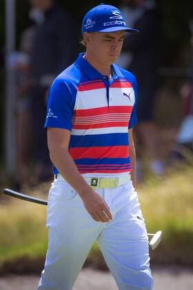 MELBOURNE, VIC - NOVEMBER 27: Rickie Fowler of the USA walks off after retrieving his ball from the cup on the final day of the ISPS HANDA World Cup of Golf on November 27, 2016, at Kingston Heath Golf Club in Melbourne, Australia. (Photo by Jason Heidrich Icon Sportswire) GOLF: NOV 27 World Cup of Golf - Final Round Icon161127053 EDITORIAL USE ONLY