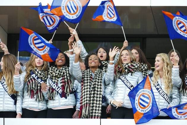 Kandidatinnen der Miss France Wahl auf der Tribüne FOOTBALL : Montpellier vs Paris Saint Germain - Ligue 1 - 03 12 2016 RichardGosselin 
