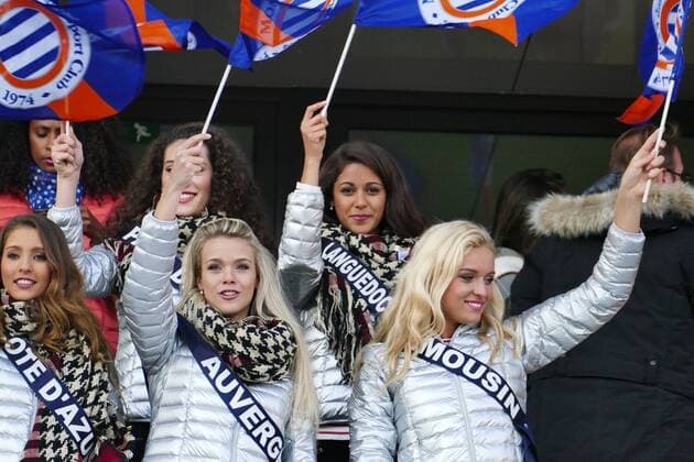 Kandidatinnen der Miss France Wahl auf der Tribüne FOOTBALL : Montpellier vs Paris Saint Germain - Ligue 1 - 03 12 2016 RichardGosselin 