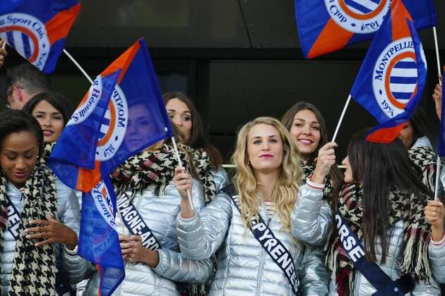 Kandidatinnen der Miss France Wahl auf der Tribüne FOOTBALL : Montpellier vs Paris Saint Germain - Ligue 1 - 03 12 2016 RichardGosselin 