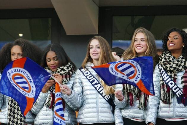 Kandidatinnen der Miss France Wahl auf der Tribüne FOOTBALL : Montpellier vs Paris Saint Germain - Ligue 1 - 03 12 2016 RichardGosselin 