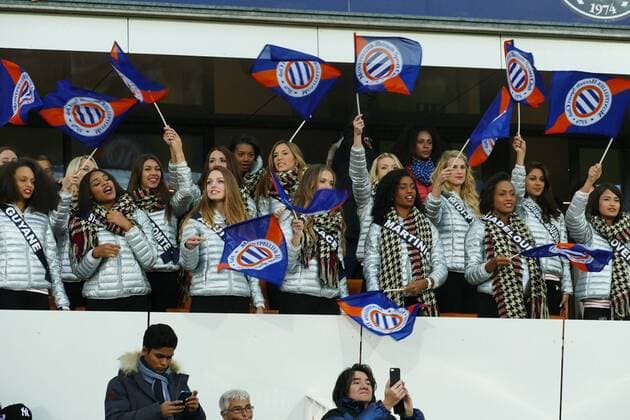 Kandidatinnen der Miss France Wahl auf der Tribüne FOOTBALL : Montpellier vs Paris Saint Germain - Ligue 1 - 03 12 2016 RichardGosselin 