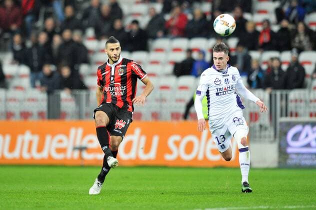 05 Younes BELHANDA (nice) - 13 CLEMENT MICHELIN (tfc) - BUT FOOTBALL : Nice vs Toulouse - Ligue 1 - 04 12 2016 FEP Panoramic 