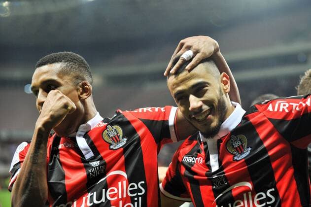 05 Younes BELHANDA (nice) - 14 ALASSANE PLEA (nice) - JOIE FOOTBALL : OGC Nice vs FC Toulouse - Ligue 1 - 04 12 2016 FEP Panoramic 