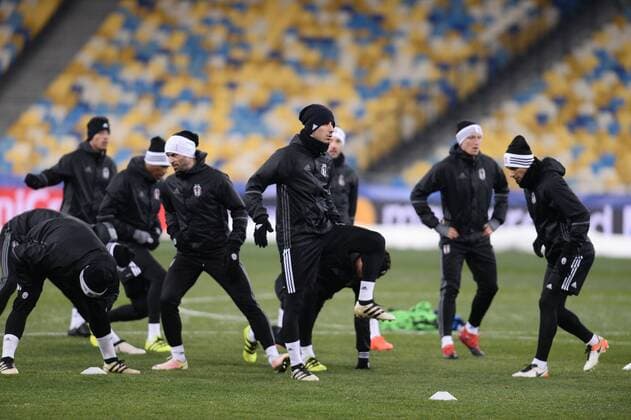 Besiktas players during a training session at NSK Olympiyskiy Stadium in Kiev, Ukraine on December 05 2016, a day before their UEFA Champions League group B match agaimnst Dynamo Kiev. 