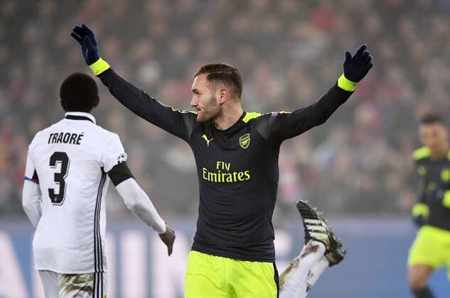 FUSSBALL CHAMPIONS LEAGUE SAISON 2016 2017 GRUPPENPHASE FC Basel - Arsenal London 06.12.2016 JUBEL Torscheutze Lucas Perez (Arsenal) 