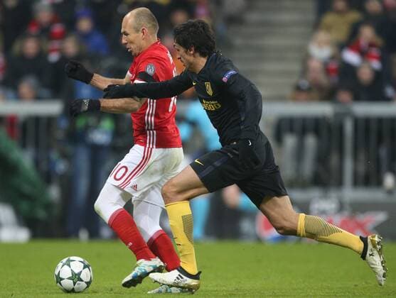 SOCCER - CL, Bayern vs Madrid MUNICH,GERMANY,06.DEC.16 - SOCCER - UEFA Champions League, group stage, FC Bayern Muenchen vs Atletico Madrid. Image shows Arjen Robben (Bayern) and Stefan Savic (Atletico). GEPAxpictures xThomasxBachun