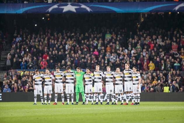 Fußball, CL, FC Barcelona - Borussia Mönchengladbach SPAIN - Dec, 6th: Borussia Mönchengladbach team during the match between FC Barcelona Barca - Borussia Mönchengladbach, for the day 6 of the Champions League, played at Camp Nou Stadium on 6th December 2016 in Barcelona, Spain.  xCordonxPressx xSPAINx-xFCxBarcelonax-xBorussiaxMönchengladbachx-xxChampionsxLeaguex-x2016 17x