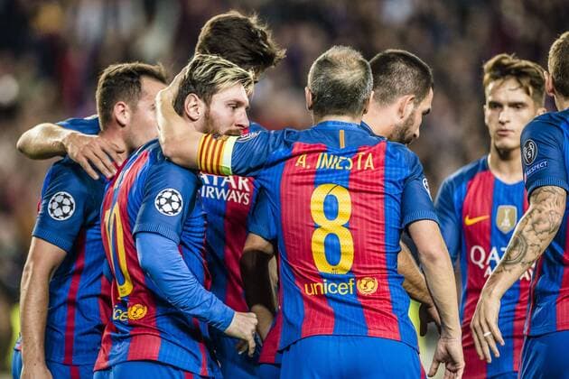 December 6, 2016 - Barcelona, Catalonia, Spain - FC Barcelona Barca forward MESSI celebrates a goal with teammates during the Champions League match against Borussia MoÂ¶nchengladbach at the Camp Nou stadium in Barcelona FC Barcelona 4:0 Gladbach - Champions League - ZUMAo105 20161206_zap_o105_039
