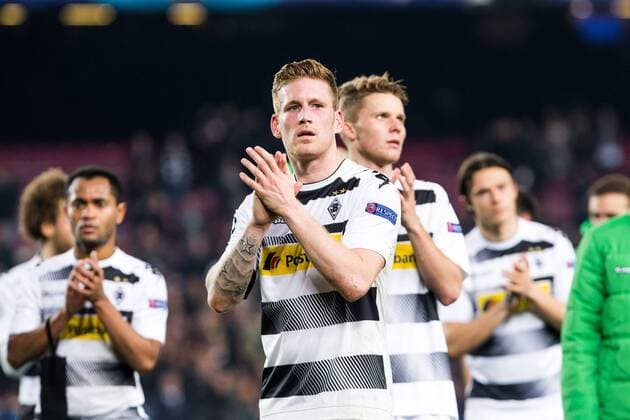 VfL Borussia Monchengladbach s Andre Hahn during Champions League match between Futbol Club Barcelona and VfL Borussia Mönchengladbach at Camp Nou Stadium in Barcelona , Spain. December 06, 2016.  (20161206137)