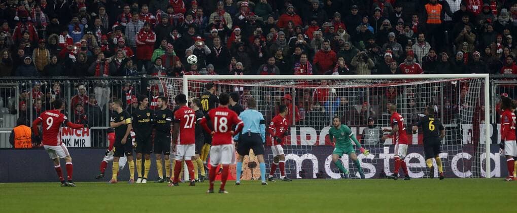 Champions League match between FC Bayern Munich and Atletico Madrid. In this picture, Lewandowski scores his goal. xPabloxGarciax 