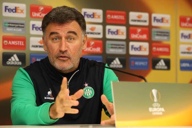 Saint-Etienne s head coach French Christophe Galtier pictured during a press conference PK Pressekonferenz of French soccer team AS Saint-Etienne in Brussels, Wednesday 07 December 2016. Tomorrow Anderlecht is playing the sixth and last game in the group stage (group C) of the UEFA Europa League competition against French club AS Saint-Etienne. Anderlecht is leader of the group and already qualified for the next stage. VIRGINIExLEFOUR  x04992638x
