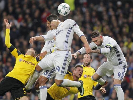Soccer match between Real Madrid and Borussia Dortmund of the 2016 2017 Champions League, held at the Santiago Bernabeu stadium, in Madrid, December 7, 2016. Photo by J. Luis Cuesta 261 Cordon Press. Casemiro and Sergio Ramos  xJosexLuisxCuestax xx