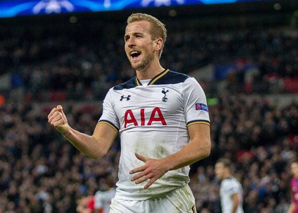 Football - 2016 2017 UEFA Champions League - Group E: Tottenham Hotspur vs. CSKA Moscow Harry Kane of Tottenham with a muted celebration after scoring Tottenham s second goal in first half injury time at Wembley. COLORSPORT DANIEL BEARHAM  tot_csk