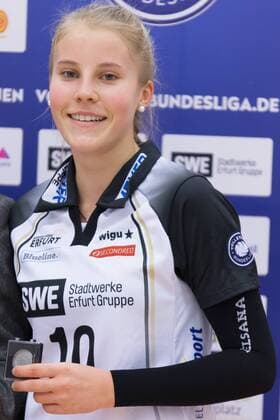 Friederike Brabetz (Schwarz-Weiß Erfurt, 10), Most Valuable Player, Volleyball, Volleyball-Bundesliga Frauen, Schwarz-Weiß Erfurt - Allianz MTV Stuttgart, xprx