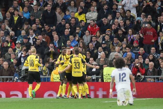 Jubel nach dem 2:2 von Marco Reus (Borussia Dortmund 11), Real Madrid - Borussia Dortmund, UEFA Champions League, Fussball, 07.12.2016, Madrid Copyright: xLangerx xEibner-Pressefotox EP_HLR