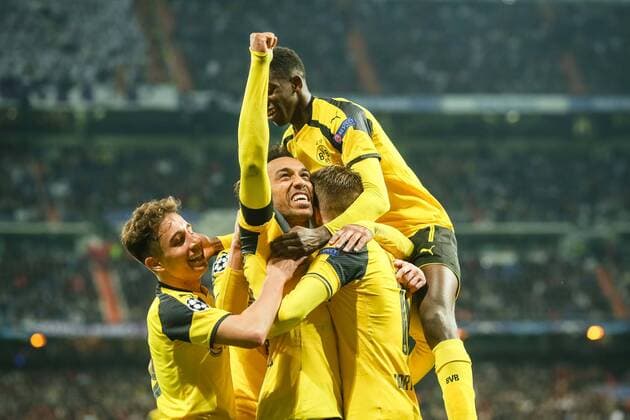 Madrid, Spain 07.12.2016, UEFA Champions League - 2016 17 Season, Group F - Matchday 6, Real Madrid - BV Borussia Dortmund, Tor zum 2:2 Torschuetze Marco Reus (BVB) bejubelt ( DeFodi048
