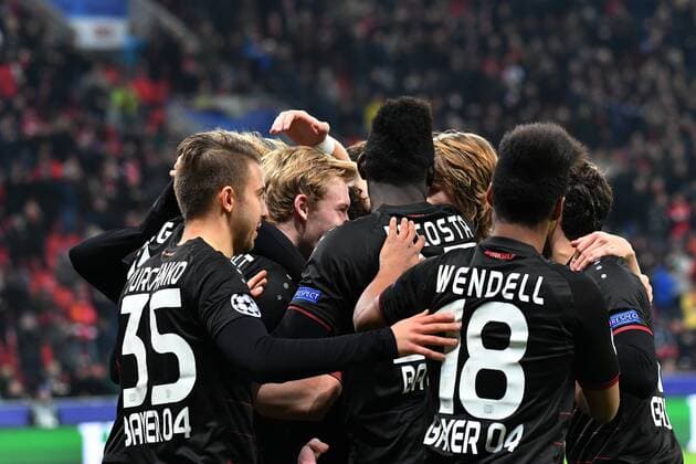GER, Bayer 04 Leverkusen (GER) vs. AS Monaco (FRA) 07.12.2016, BayArena, Leverkusen, Gruppe E, GER, Bayer 04 Leverkusen (GER) vs. AS Monaco (FRA) im Bild: torjubel Leverkusen von li Vladlen Yurchenko (Leverkusen 35), Julian Brandt (Leverkusen 19),Danny da Costa (Leverkusen 23),Wendell (Leverkusen 18), nordphotox xMeuter
