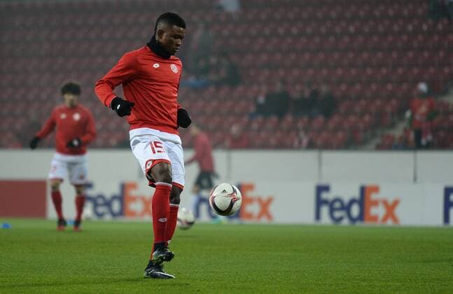 08.12.2016, xmhx, Fussball Europa League, FSV Mainz 05 - FK Qaebaelae, emspor, v.l. Jhon Cordoba (1.FSV Mainz 05) Mainz