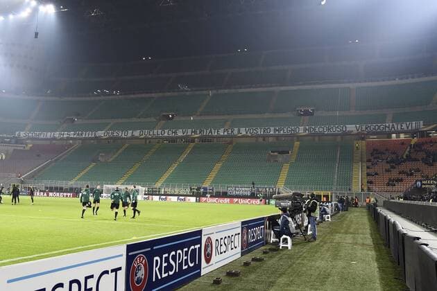 Europa League Inter Mailand - Sparta Prag Plakat Fanplakat Transparent tifosi Fans Inter 