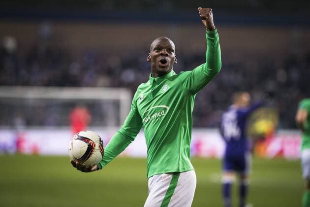 Saint-Etienne s Bryan Dabo celebrates during the sixth and last game in the group stage (group C) of the UEFA Europa League competition between Belgian soccer club RSC Anderlecht and French club AS Saint-Etienne, in Brussels, Thursday 08 December 2016. Anderlecht is already qualified for the next stage. LAURIExDIEFFEMBACQ  x04994057x