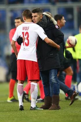 SOCCER - UEFA EL, RBS vs Schalke SALZBURG,AUSTRIA,08.DEC.16 - SOCCER - UEFA Europa League, group stage, Red Bull Salzburg vs FC Schalke 04. Image shows Hannes Wolf and Jonatan Soriano (RBS). GEPAxpictures xFelixxRoittner