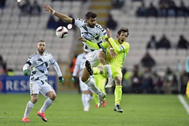 Thomas Matton midfielder of KAA Gent is fighting for the ball with Selim Ay defender of Konyaspor FOOTBALL : Konyaspor vs KAA La Gantoise - Ligue europeenne UEFA - 08 12 2016 PhotoNews Panoramic  665589889