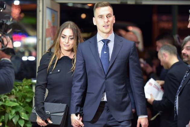 SSC Napoli at the premiere of Natale a Londra Arkadiusz Milik during the preview of the film Natale a Londra at Space Cinema in Naples.  PaolaxVisone PacificxPress