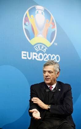 Euro 2020, Bilbao präsentiert als Spielort sein offizielles Logo Spanish Soccer Federation s Chairman, Angel Maria Villar, attends the presentation of the official logo of Bilbao host city for the UEFA Euro2020 Championship in Bilbao, Basque Country, northern Spain, 15 December 2016. Presetation of the official logo of Bilbao host city for Euro2020 !ACHTUNG: NUR REDAKTIONELLE NUTZUNG!  20161215-636174046262860156