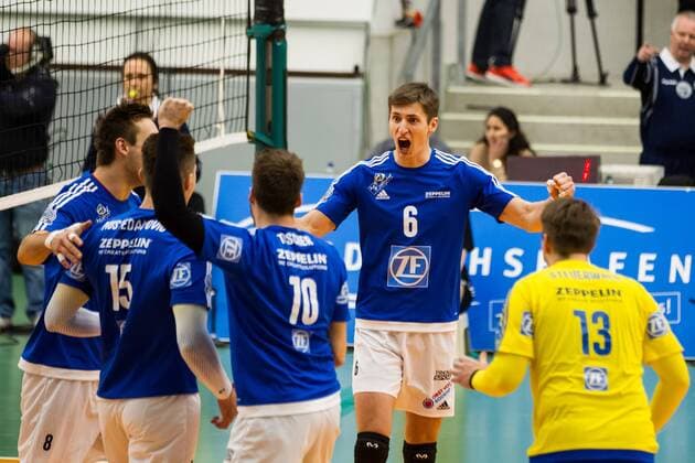 Jubel Michal Finger (6 VfB); CEV Volleyball Champions League 4th Round: VfB Friedrichshafen vs Arkas Izmir, ZF Arena, Friedrichshafen Germany, 20161222; Friedrichshafen Copyright: xWuechner Eibner-Pressefotox EP_NWR