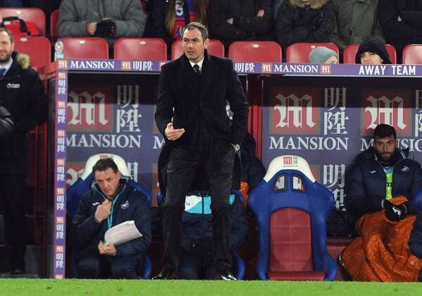 Fußball, Trainerhistorie Swansea City von 1947 bis heute Football - 2016 2017 Premier League - Crystal Palace vs. Swansea City New Swansea Manager Paul Clement comes down from the stands to join Caretaker Manager Alan Curtis on the side line at Selhurst Park. COLORSPORT ANDREW COWIE 