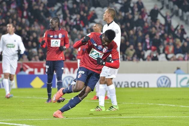 Fußball, Coupe de France, OSC Lille - Excelsior St. Joseph joie de Ibrahim Amadou (Losc) Torjubel - Losc Lille OSC vs AS Excelsior - 32e coupe de France - 07 01 2017 JBAutissier Panoramic 