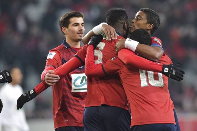 Fußball, Coupe de France, OSC Lille - Excelsior St. Joseph - Torjubel - Ibrahim Amadou (Losc) - Losc Lille OSC vs AS Excelsior - 32e coupe de France - 07 01 2017 JBAutissier Panoramic 