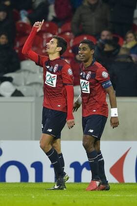 Fußball, Coupe de France, OSC Lille - Excelsior St. Joseph Martin Terrier (Losc) Torjubel Franck Beria (Losc) FOOTBALL : Losc OSC Lille vs AS Excelsior Saint Joseph - 32e coupe de France - 07 01 2017 JBAutissier 