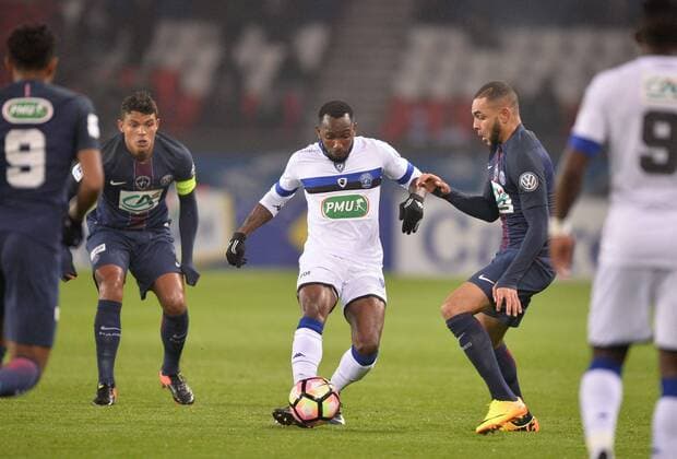 Fußball, Coupe de France, Paris St. Germain - SC Bastia Lenny Nangis (bas) - Layvin Kurzawa (psg) Fussball: Paris St. Germain (PSG) vs SC Bastia - Coupe de France - 32finale - 07 01 2017 AnthonyBIBARD FEP Panoramic 