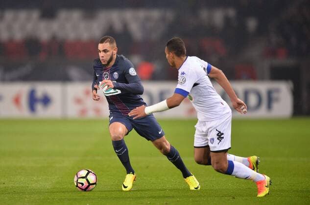 Fußball, Coupe de France, Paris St. Germain - SC Bastia Layvin Kurzawa (psg) Fussball: Paris St. Germain (PSG) vs SC Bastia - Coupe de France - 32finale - 07 01 2017 AnthonyBIBARD FEP Panoramic 