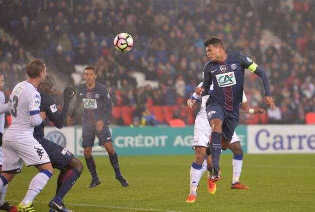 Fußball, Coupe de France, Paris St. Germain - SC Bastia Torjubel - Thiago Silva (psg) Fussball: Paris St. Germain (PSG) vs SC Bastia - Coupe de France - 32finale - 07 01 2017 AnthonyBIBARD FEP Panoramic 