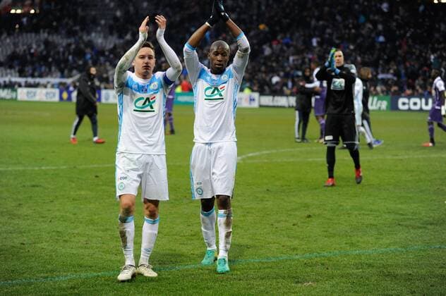 Fußball, Coupe de France, FC Toulouse - Olympique Marseille Schlussjubel Florian Thauvin (om) FOOTBALL : FC Toulouse vs Olympique Marseille - 32Finale Coupe de France - Toulouse - 08 01 2017 ThierryBreton Panoramic 